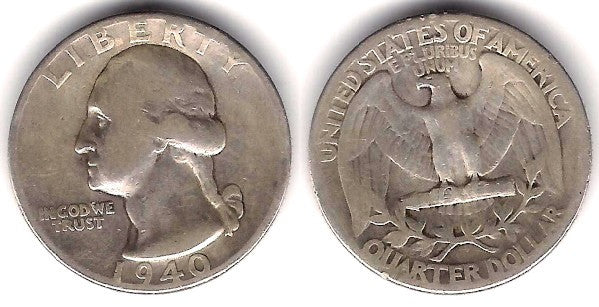 (164) Estados Unidos de América. 1940. Quarter Dollar (BC) (Plata)