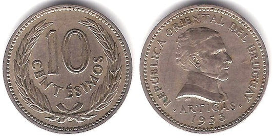 (53) Uruguay. 1953. 10 Centesimos (MBC)