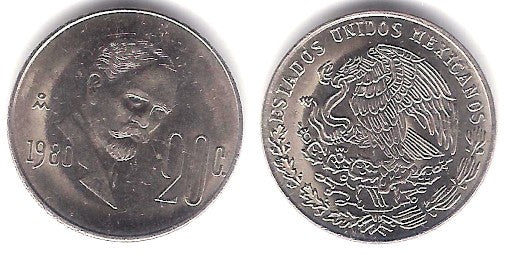 (442) Estados Unidos Mexicanos. 1980. 20 Centavos (MBC+)