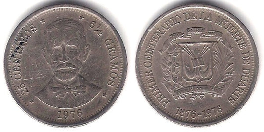(43) República Dominicana. 1976. 25 Centavos (BC/BC+)