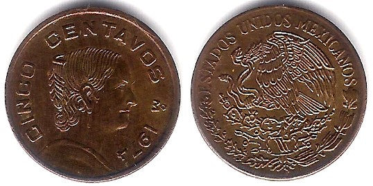 (427) Estados Unidos Mexicanos. 1974. 5 Centavos (MBC+)