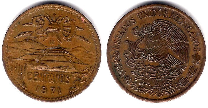 (440) Estados Unidos Mexicanos. 1971. 20 Centavos (MBC+)