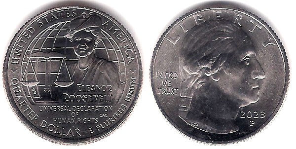 Estados Unidos de América. 2023(P). Quarter Dollar (SC) Eleanor Roosevelt