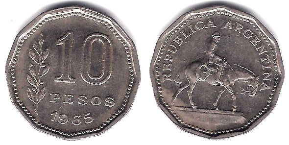 (60) Argentina. 1965. 10 Pesos (MBC)