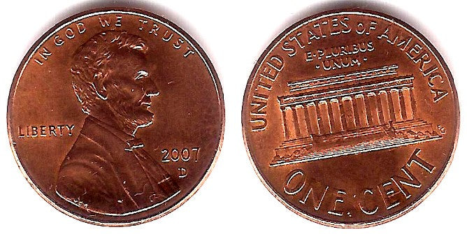 (201b) Estados Unidos de América. 2007(D). 1 Cent (MBC+)