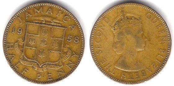 (36) Jamaica. 1958. Half Penny (BC)