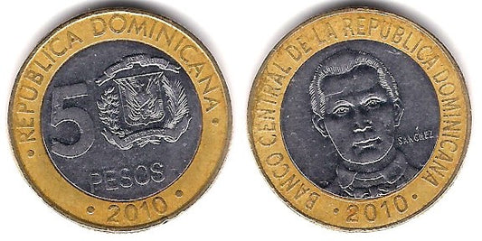 (89) República Dominicana. 2010. 5 Pesos (MBC-)