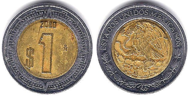 (603) Estados Unidos Mexicanos. 2000. 1 Peso (BC+)