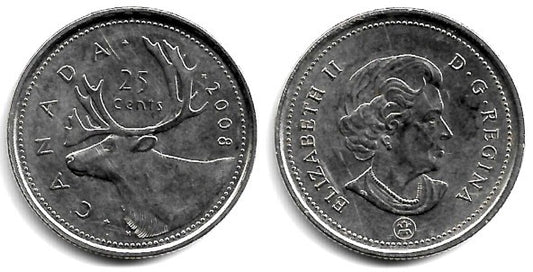 (493) Canadá. 2008. 25 Cents (EBC)