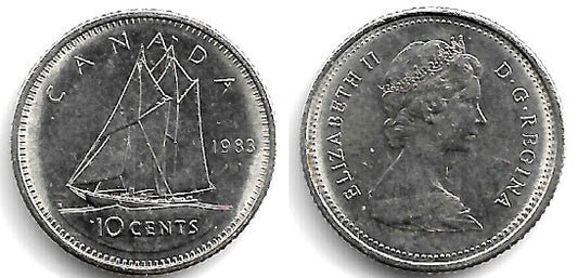 (77.2) Canadá. 1983. 10 Cents (EBC)