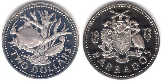 (15) Barbados. 1973. 2 Dollars (Proof)