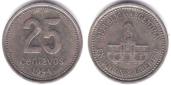 (110a) Argentina. 1994. 25 Centavos (MBC)