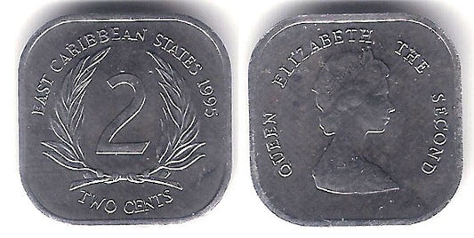 (11) Estados Orientales Caribeños. 1995. 2 Cents (SC)
