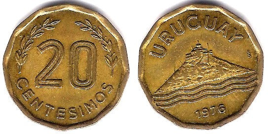 (67) Uruguay. 1976. 20 Centesimos (MBC)