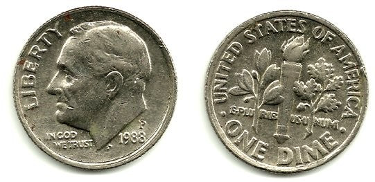 (195a) Estados Unidos de América. 1988(P). 1 Dime (EBC)
