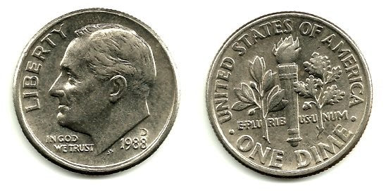 (195a) Estados Unidos de América. 1988(D). 1 Dime (EBC)