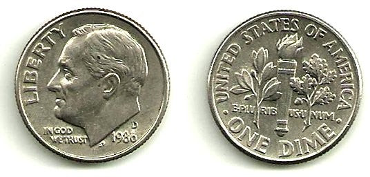 Estados Unidos de América. 1986(D). 1 Dime (MBC)