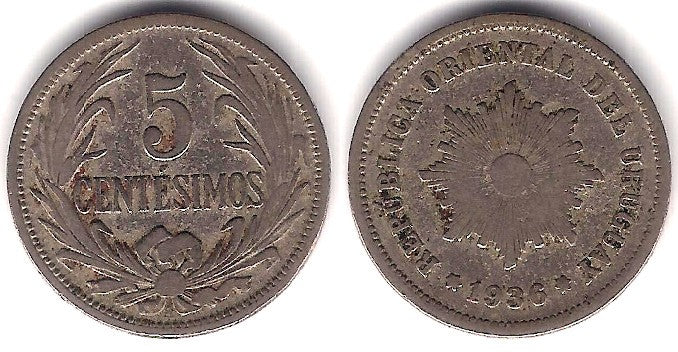 (21) Uruguay. 1936. 5 Centesimos (BC)
