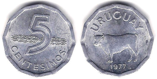 (73) Uruguay. 1977. 5 Centesimos (EBC-)