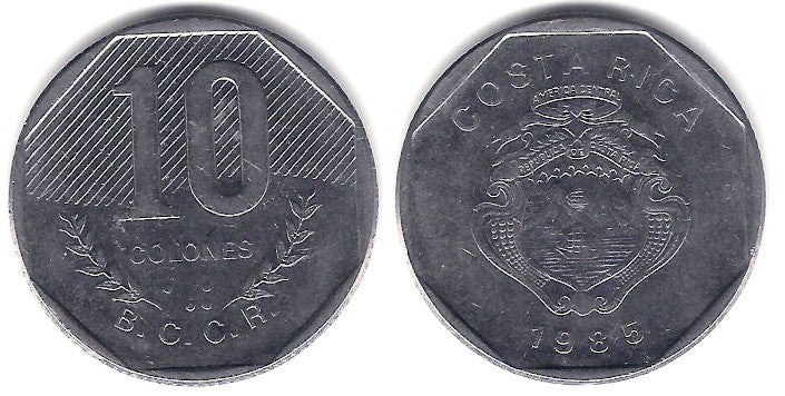 (215.1) Costa Rica. 1985. 10 Colones (MBC)