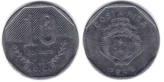 (215.1) Costa Rica. 1985. 10 Colones (MBC)