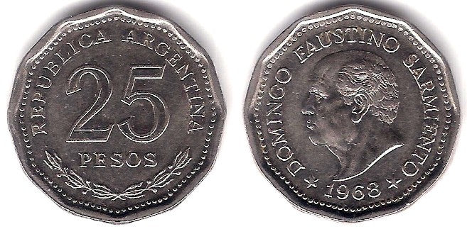 (63) Argentina. 1968. 25 Pesos (EBC)