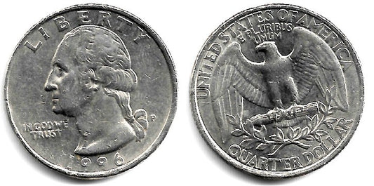 (A164a) Estados Unidos de América. 1996(P). Quarter Dollar (MBC+)