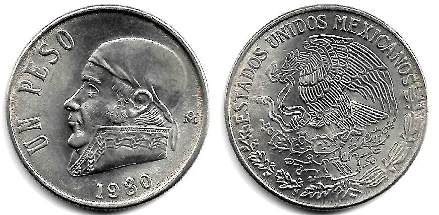 (460) Estados Unidos Mexicanos. 1980. 1 Peso (SC) 8 Abierto