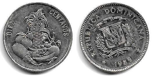 (70) República Domincana. 1989. 10 Centavos (MBC+)