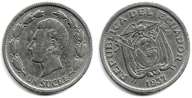 (78.1) Ecuador. 1937. 1 Sucre (BC/BC+)