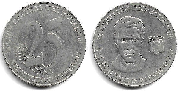 (107) Ecuador. 2000. 25 Centavos (BC/BC+)