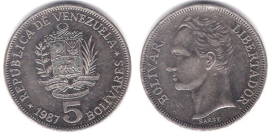 (Y53.2) Venezuela. 1987. 5 Bolivares (MBC)