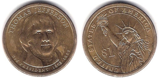 (403) Estados Unidos de América. 2007(P). 1 Dollar (MBC) Thomas Jefferson