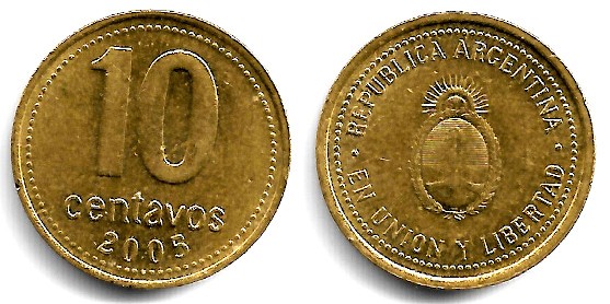 (107) Argentina. 2005. 10 Centavos (EBC)