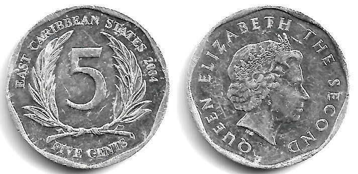 (36) Estados Orientales Caribeños. 2004. 5 Cents (MBC)