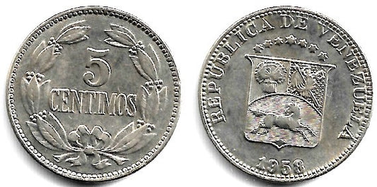 (Y38.1) Venezuela. 1958. 5 Céntimos (EBC)