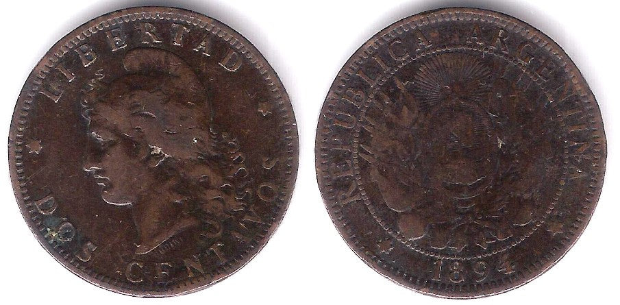 (33) Argentina. 1894. 2 Centavos (BC)
