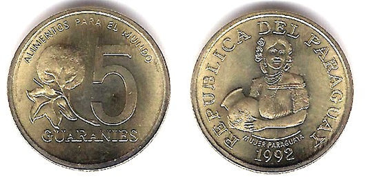 (166a) Paraguay. 1992. 5 Guaranies (SC)