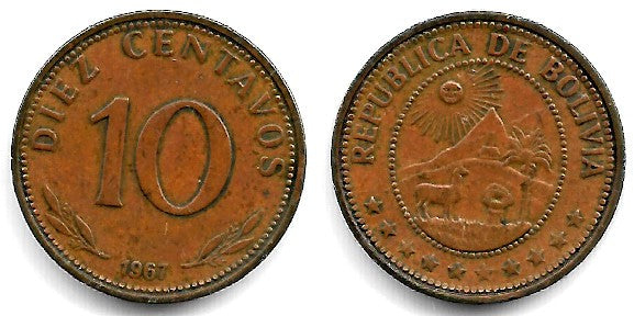 (188) Bolivia. 1967. 10 Centavos (BC+/BC)