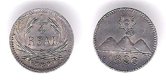(162) Guatemala. 1896. ¼ Real (SC) (Plata)
