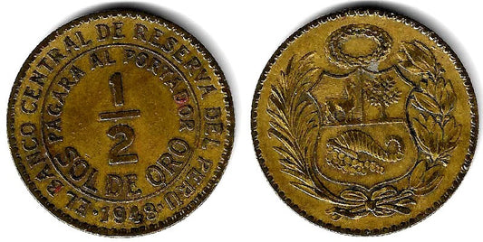(220.5) Perú. 1948. ½  Sol de Oro (MBC-)