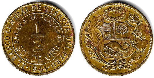 (220.5) Perú. 1944. ½ Sol de Oro (MBC-)