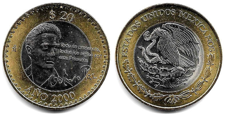 (638) Estados Unidos Mexicanos. 2000. 20 Pesos (SC)