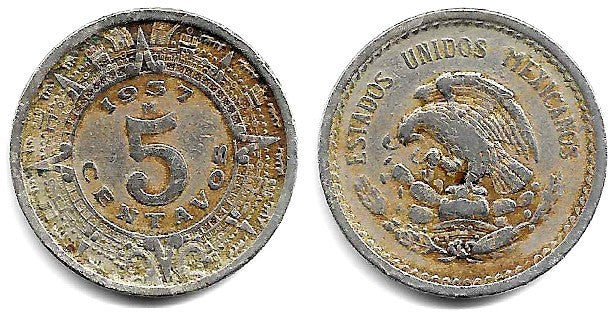 (423) Estados Unidos Mexicanos. 1937. 5 Centavos (BC+/BC)