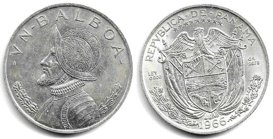 (27) Panamá. 1966. 1 Balboa (EBC+) (Plata)