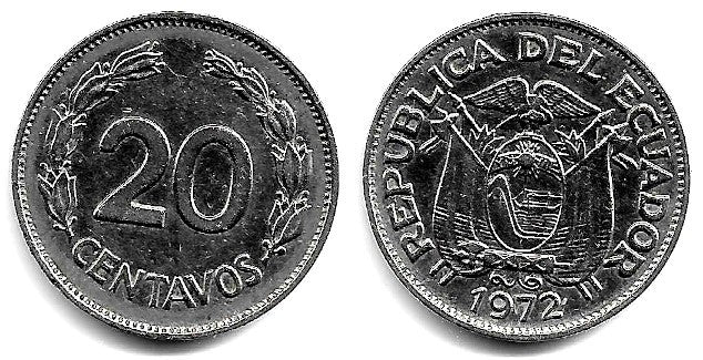 (77.1c) Ecuador. 1972. 20 Centavos (EBC)