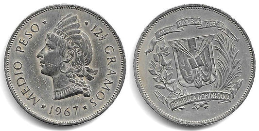 (21a.1) República Dominicana. 1967. ½ Peso (MBC)